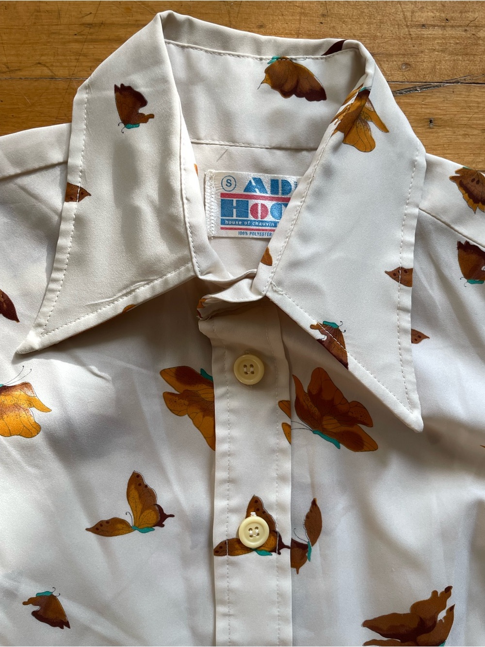 Vintage 1970's Butterfly Novelty Print Button Up Shirt